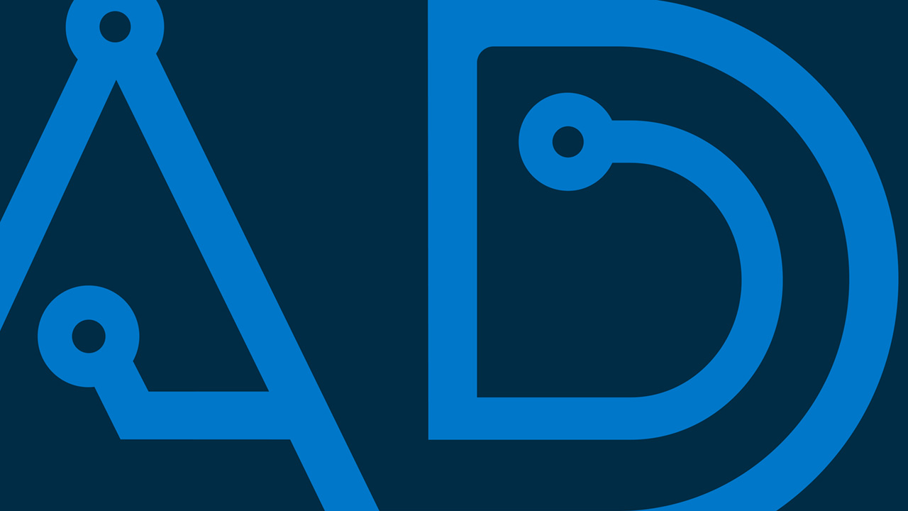 A closeup of the Aspen Digital brand mark. Lines resembling a circuit board form the letters A-D.